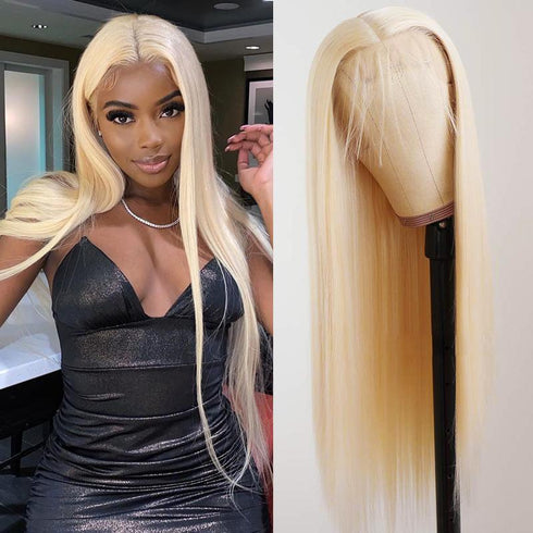 Perruques en cheveux humains blonds lisses 613, 13x4, avec dentelle frontale