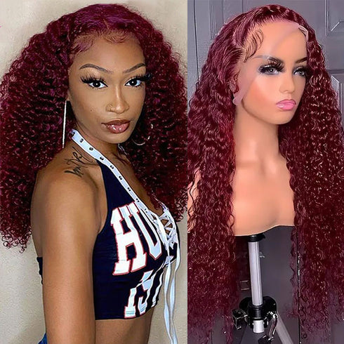 Burgundy human hair wig