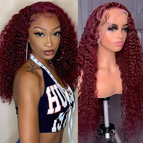 Burgundy human hair wig