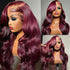 Burgundy human hair wig with pre-plucked hairline