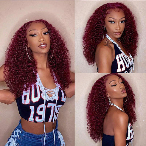 burgundy kinky curly wig