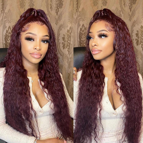 Burgundy water wave wig