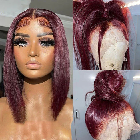 Straight burgundy wigs
