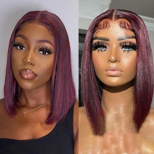 Burgundy lace front wigs