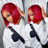 Red Straight 13x4 Lace Front Human Hair Bob Wigs