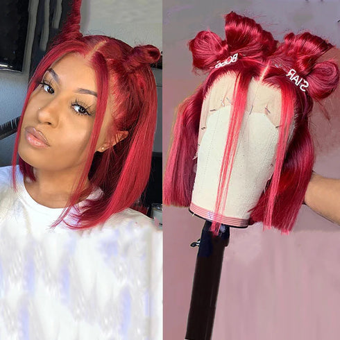 Red lace front wig