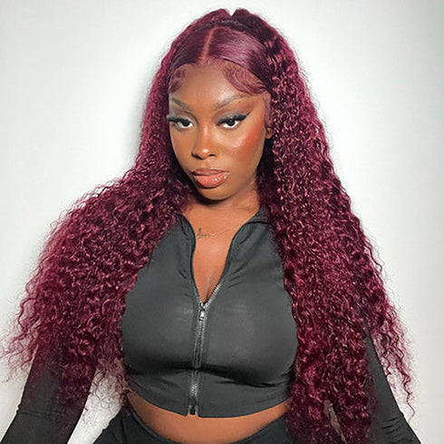 Kinky curly burgundy human hair wig